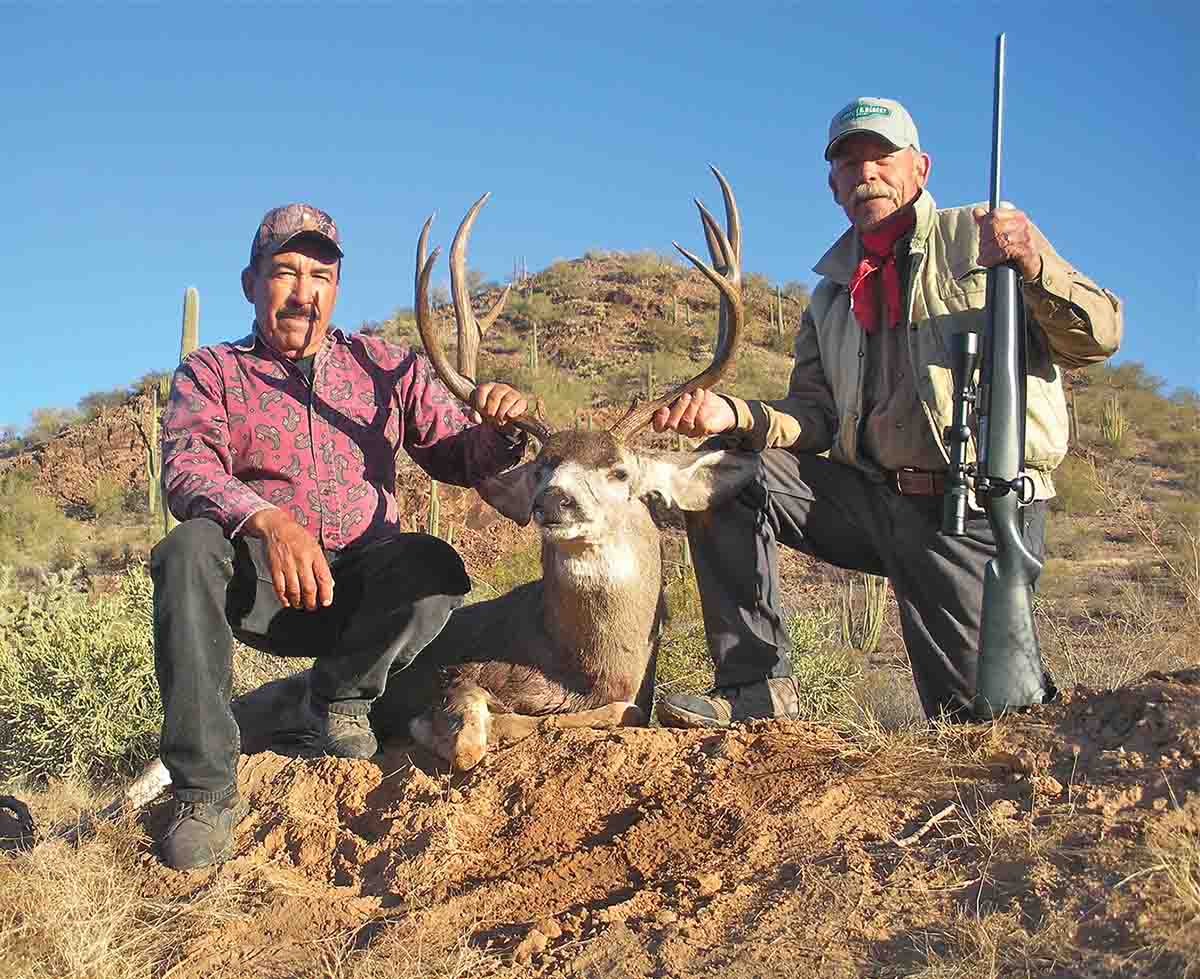 When hunting mule deer in open country, there is no reason to wear camouflage. Dave shot this buck in Mexico.